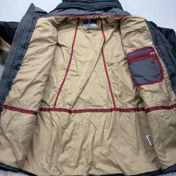 Nike XXL Mens Hooded Padded Puffer Winter Jacket Coat Black Red Khaki Stripe - Picture 7 of 9